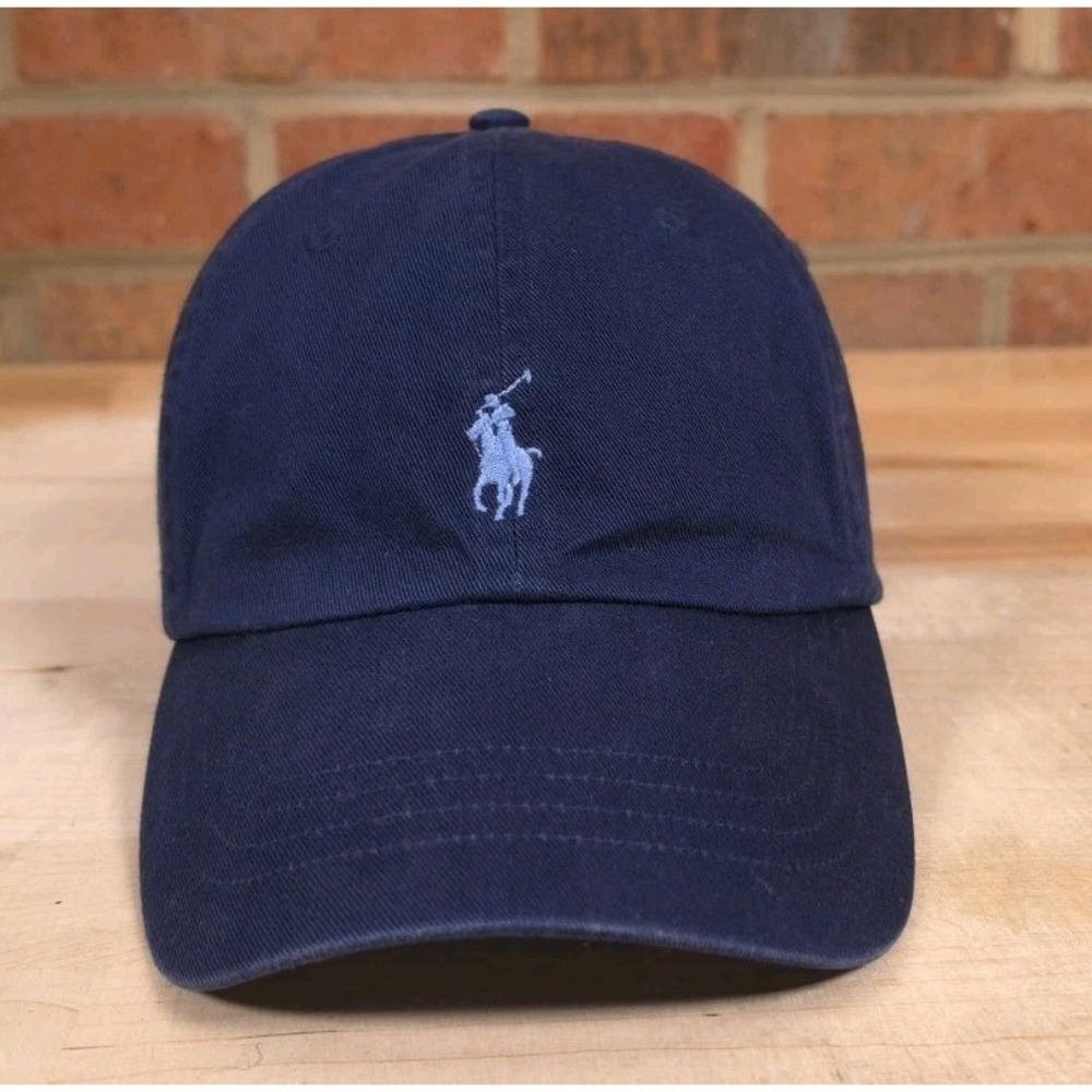 Polo Ralph Lauren Hat Strapback Blue Baseball Cap Pony Leather Strap